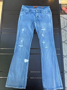 Seven 7 Women’s Distressed Light Blue Bootcut Jeans